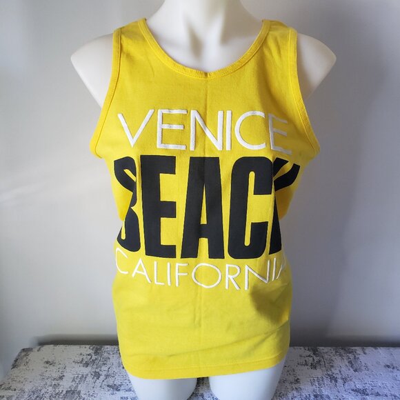 Vintage Alstyle Yellow Venice Beach California tank top Black White Yellow - Picture 2 of 9